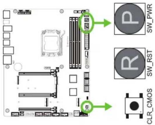 BIOSTAR X870E VALKYRIE - Кнопки, индикаторы, светодиоды - 1