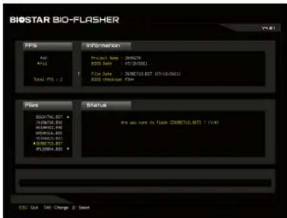 BIOSTAR BIO-FLASHER V: 81 PPS P0 +11 Total PTS : 2 Information Project Name : 200679 835 Safe - 07/20/2021 File Date : 200613.BST 03/10/2021 835 checkout FLOW Files B00V76.801 245678.801 8514902.801 8514903.801 8514904.801 8514905.801 8514906.801 8514907.801 8514908.801 Status We use more to flash GBMRTU2.801 - 1 (V/A) COS: Quit TAB: Change B: Select