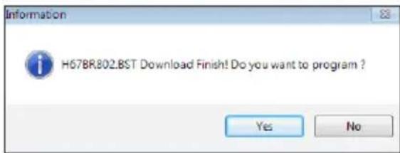 Information H67BR802.BST Download Finish! Do you want to program ? Yes No