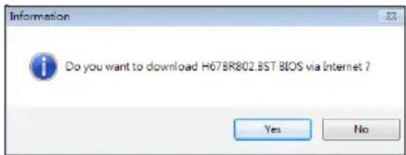Information Do you want to download H67BR802.BST BIOS via Internet ? Yes No