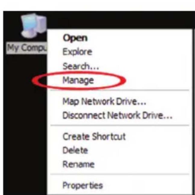 Open Explore Search... Manage Map Network Drive... Disconnect Network Drive... Create Shortcut Delete Rename Properties