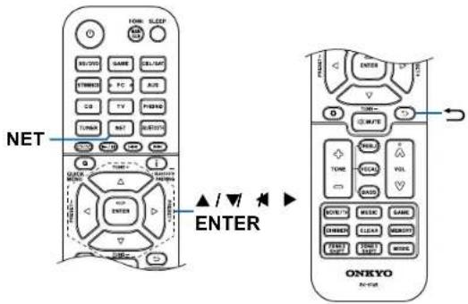 NET ▲/▼/▲ ENTER ONKYO