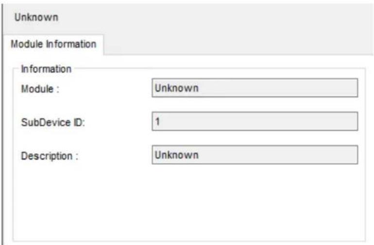 Unknown Module Information Information Module : Unknown SubDevice ID: 1 Description : Unknown