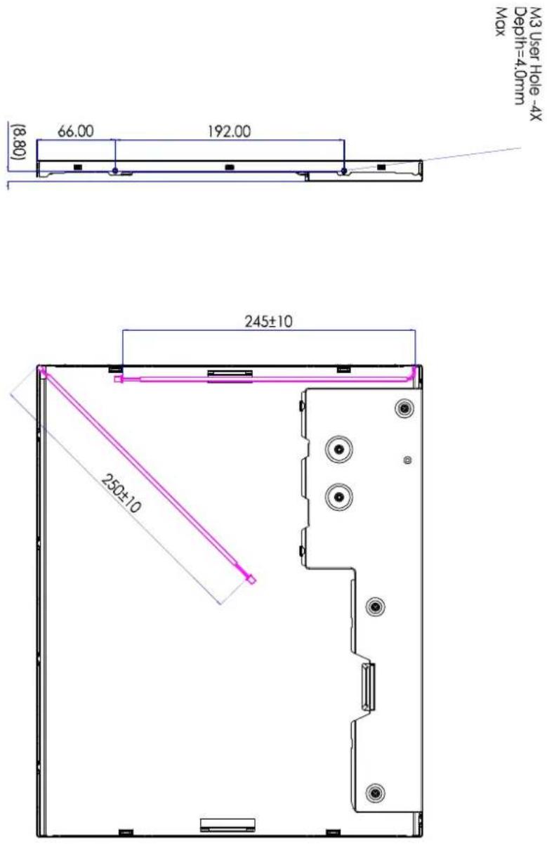 M3 User Hole -4X Depth=4.0mm Max (8.80) 66.00 192.00 245±10 250±10