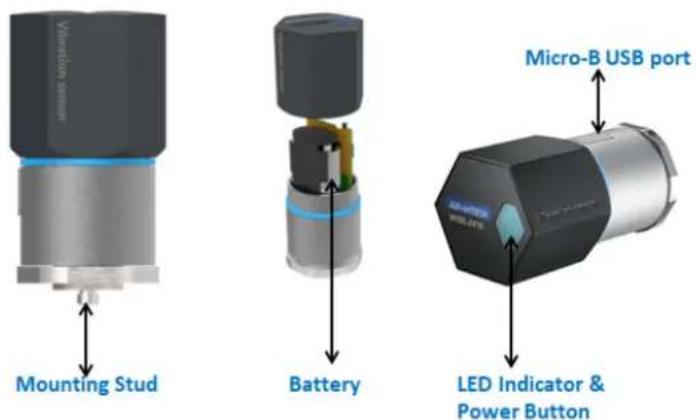Voltage sensor Mounting Stud Battery Micro-B USB port LED Indicator & Power Button