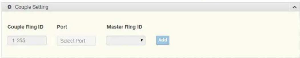 Couple Setting Couple Ring ID Port Master Ring ID 1-255 Select Port Add