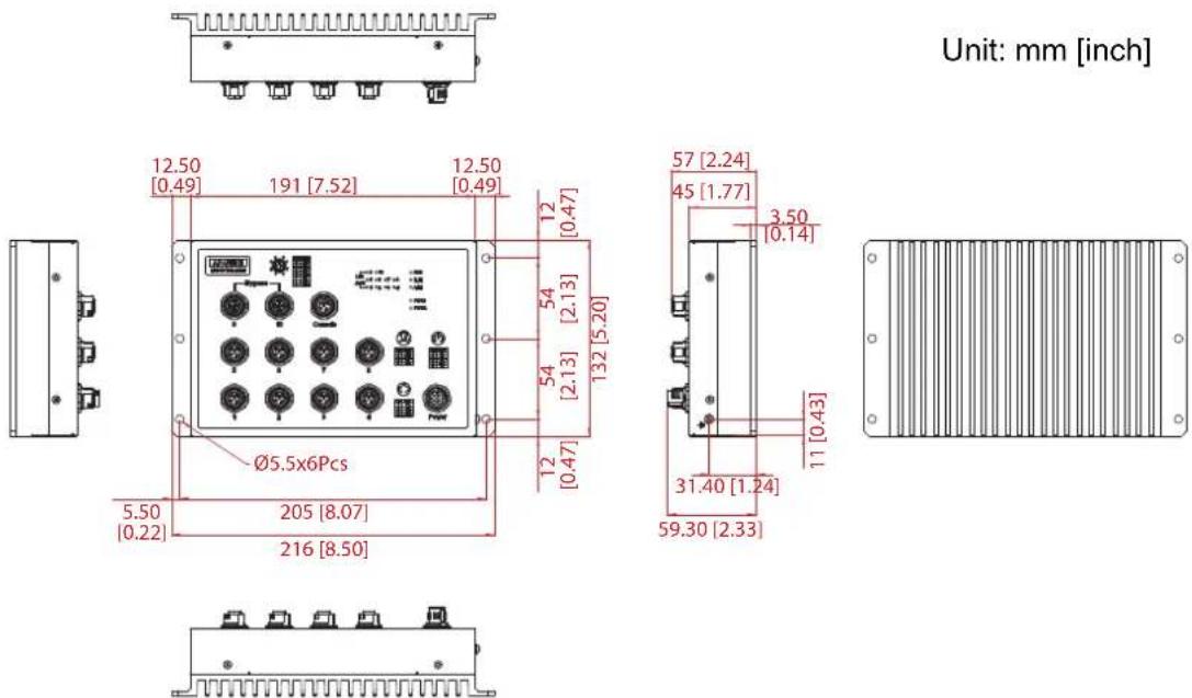 Advantech EKI-9510E-2GML-AE - Dimensions - 2
