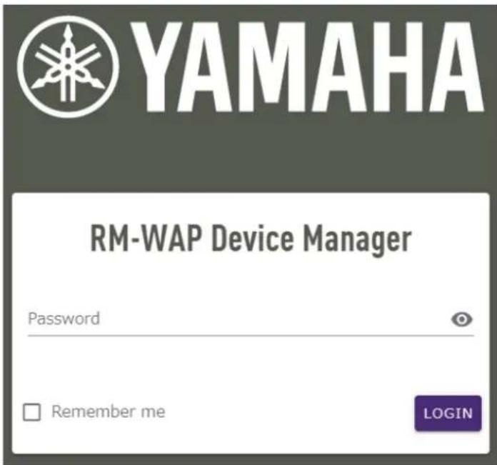 YAMAHA RM-WAP Device Manager Password Remember me LOGIN