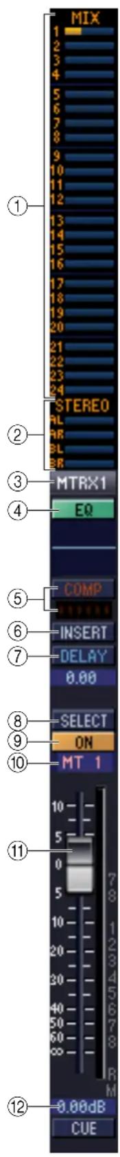 MIX 1 2 3 4 5 6 7 8 9 10 11 12 13 14 15 16 17 18 19 20 21 22 23 24 STEREO AL AR BL BR MTRX1 EQ COMP INSERT DELAY 0.00 SELECT ON MT 1 10 5 7 8 9 10 11 0.00dB CUE