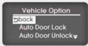 Vehicle Option Back Auto Door Lock Auto Door Unlock
