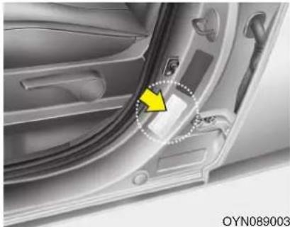 HYUNDAI Velostar (2012) - TIRE SPECIFICATION AND PRESSURE LABEL - 1