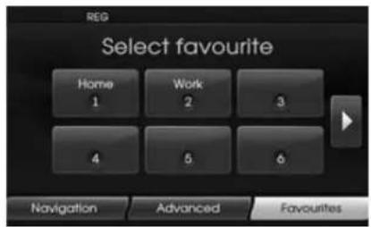 REG Select favourite Home 1 Work 2 3 4 5 6 Navigation Advanced Favourites