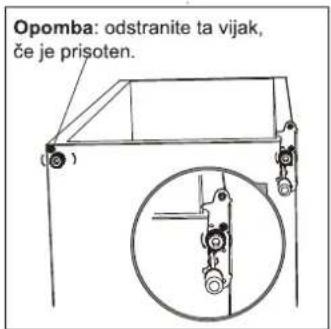 Opomba: odstranite ta vijak, če je prisoten.