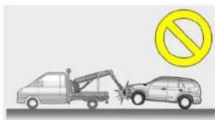 Diagram showing a tow truck and a car with a no-smoking symbol, indicating parking or anti-smoking.