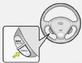 Diagram showing steering wheel and dashboard with labeled components and directional arrow