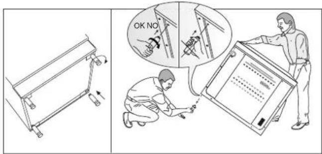Technical diagram illustrating a mechanical assembly process with instructions and labeled components