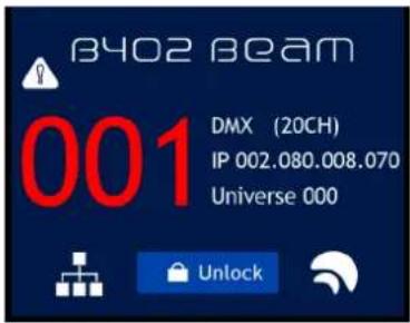 BY02 BEAM 001 DMX (20CH) IP 002.080.008.070 Universe 000 Unlock