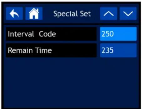 Special Set Interval Code 250 Remain Time 235