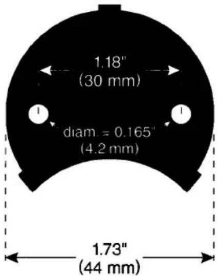 1.18" (30 mm) diam. = 0.165" (4.2 mm) 1.73" (44 mm)