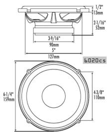 1/2" 13mm 2/1/16" 52mm 39/16" 90mm 5" 127mm 6/1/4" 19mm 43/8" 110mm 6020cs