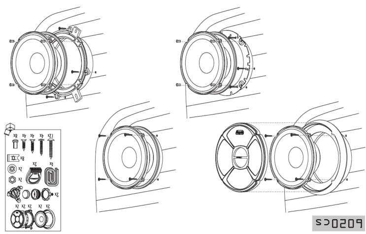 Technical diagram showing exploded view and assembly of a mechanical component with labeled parts and a schematic symbol.