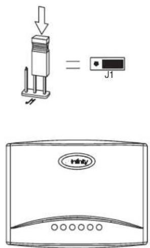 Diagram showing a device with a plug and a J1 indicator, alongside its schematic view of a device labeled '插电'.