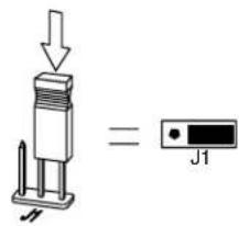 Diagram showing a mechanical component with downward force and a labeled component J1