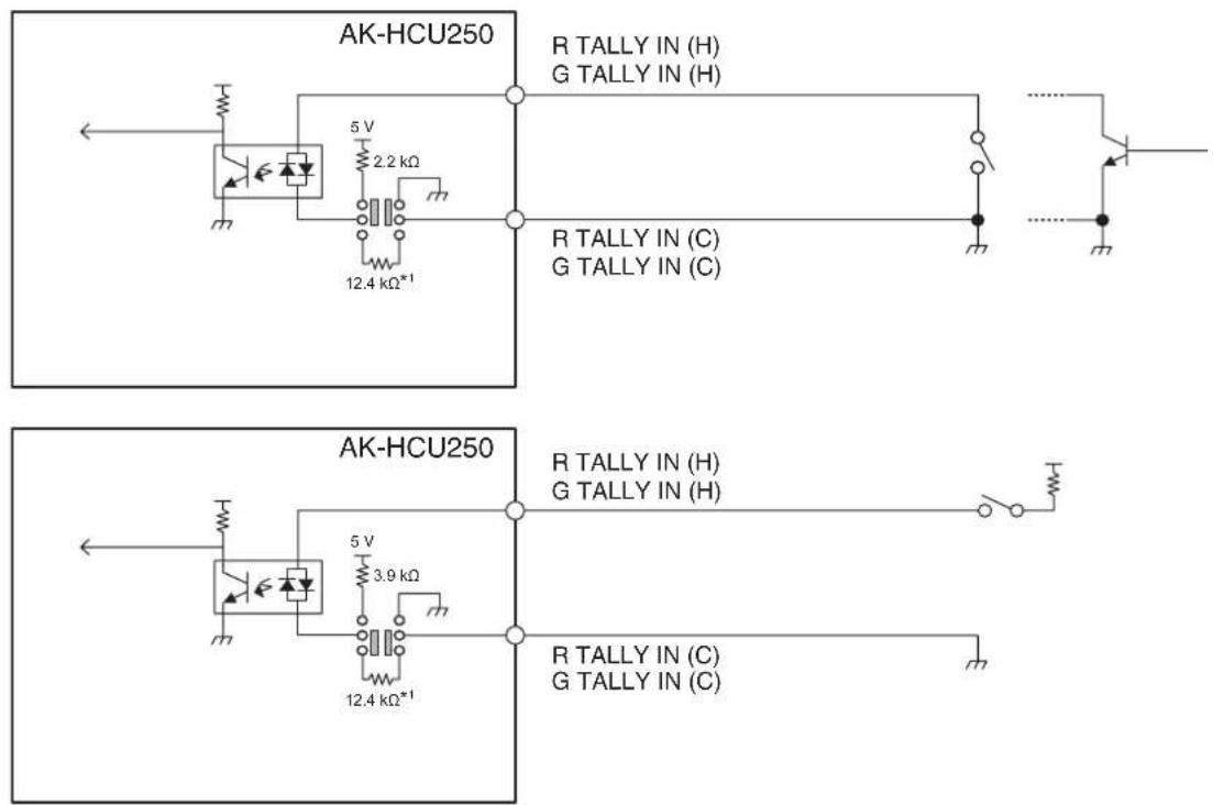 AK-HCU250 R TALLY IN (H) G TALLY IN (H) 5 V 2.2 kΩ 12.4 kΩ*1 R TALLY IN (C) G TALLY IN (C) AK-HCU250 R TALLY IN (H) G TALLY IN (H) 5 V 3.9 kΩ 12.4 kΩ*1 R TALLY IN (C) G TALLY IN (C)