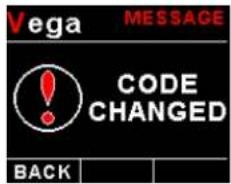 Vega MESSAGE CODE CHANGED BACK