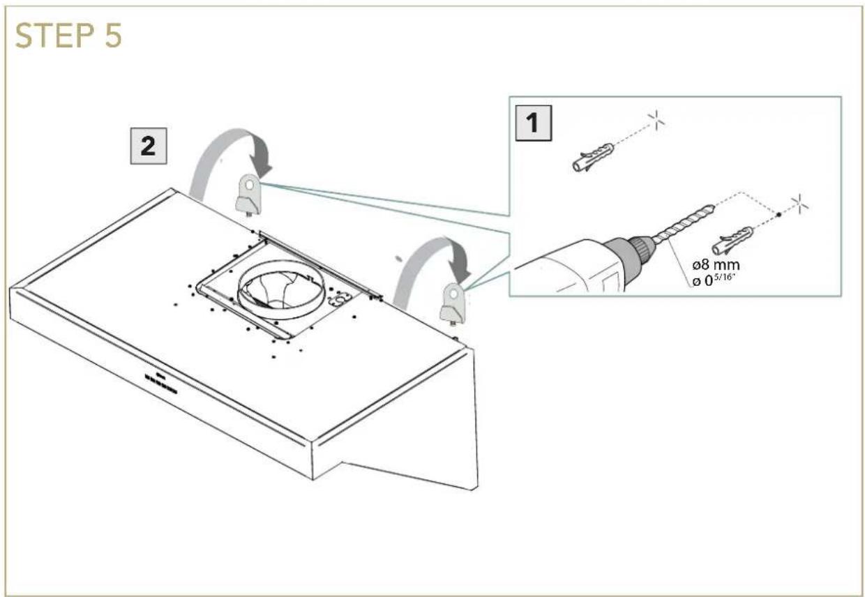STEP 5 1 2 Ø8 mm Ø 0^5/16°