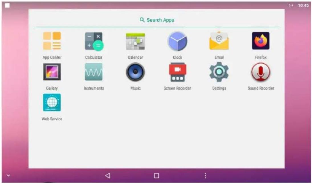 Search Apps App Center Calculator Calendar Clock Email Firefox Gallery Instruments Music Screen Recorder Settings Sound Recorder Web Service