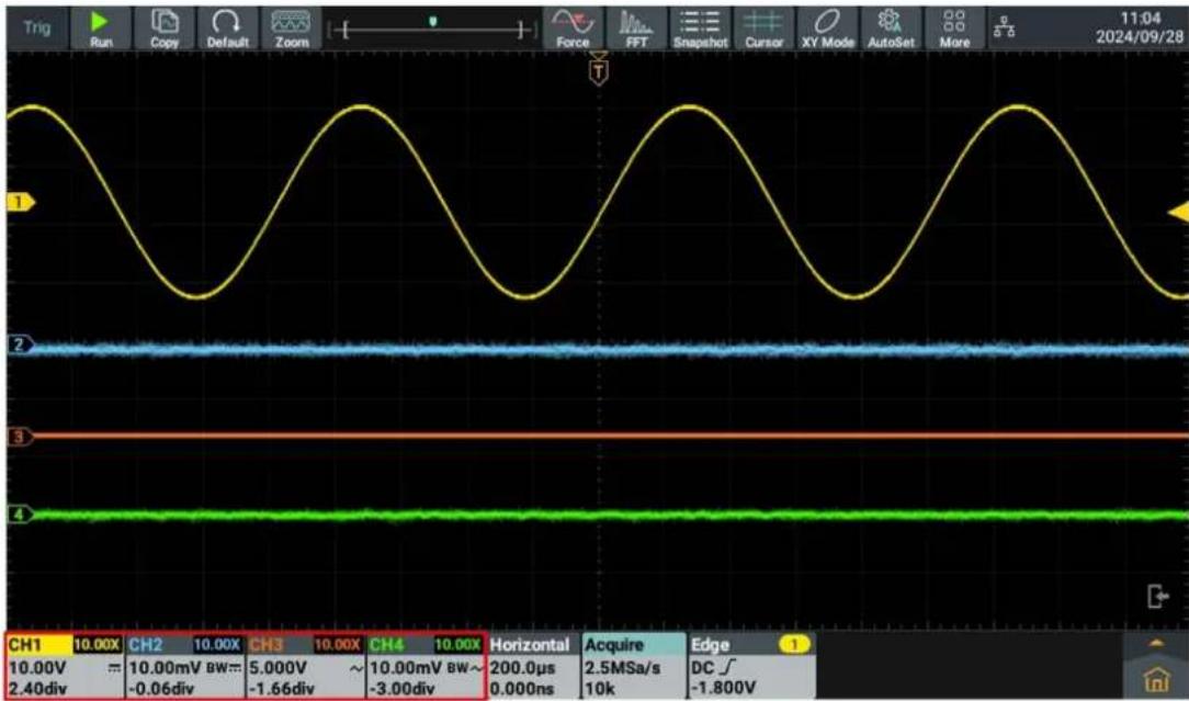 Owon ADS3000 - Application of Vertical Position knob and Vertical Scale knob - 1