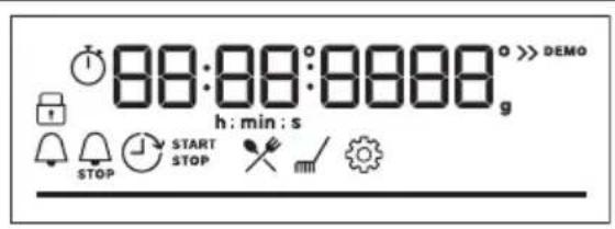 88:88:0000 g h : min : s DEMO STOP START STOP