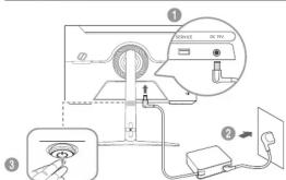 Diagram showing three labeled components of a device or system, including a switch, power plug, and cable connection with numbered annotations.
