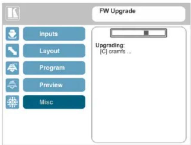 FW Upgrade Inputs Layout Program Preview Misc Upgrading: [C] cramfs ...