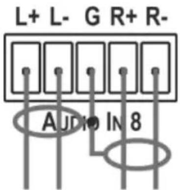L+ L- G R+ R- AUDIO IN 8