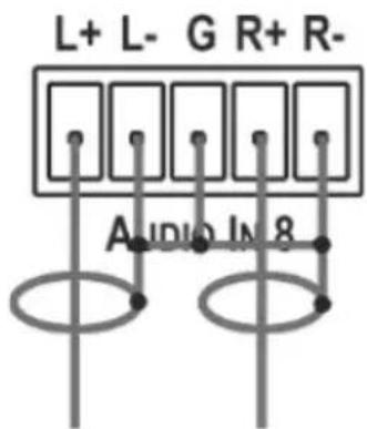 L+ L- G R+ R- AUDIO IN 8