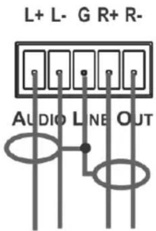 L+ L- G R+ R- AUDIO LINE OUT