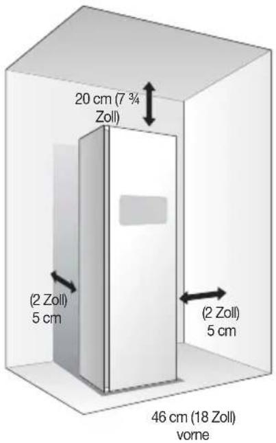 20 cm (7 3/4 Zoll) (2 Zoll) 5 cm (2 Zoll) 5 cm 46 cm (18 Zoll) vorne