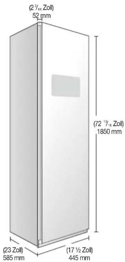 (2 3/64 Zoll) 52 mm (72 13/16 Zoll) 1850 mm (23 Zoll) 585 mm (17 1/2 Zoll) 445 mm