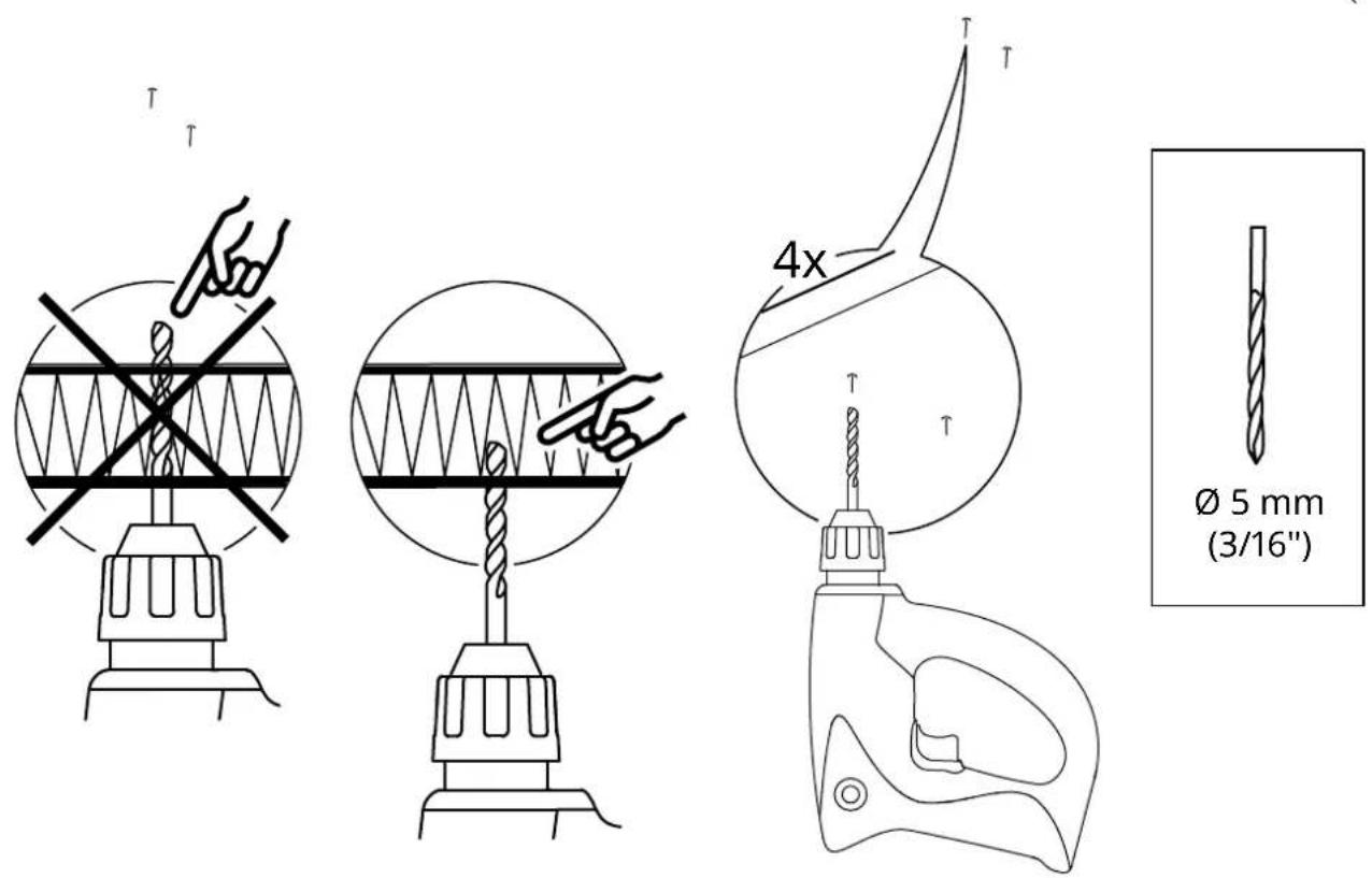 T T 4x Ø 5 mm (3/16")