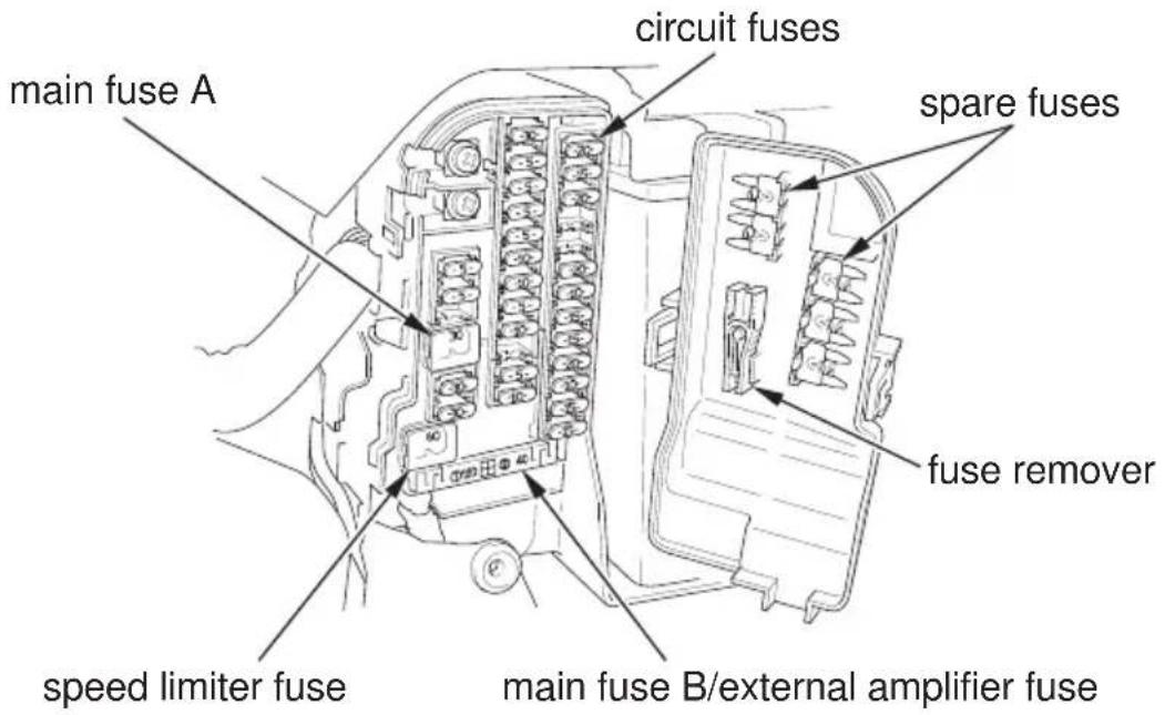 Honda Gold Wing Airbag (2012) - External Amplifier Fuse Access: - 1