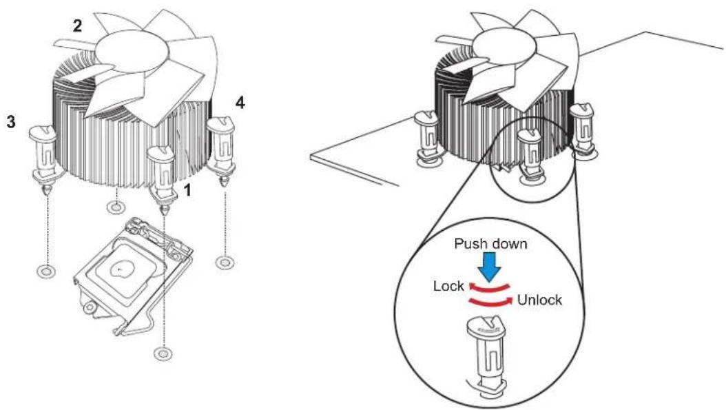 1 2 3 4 Push down Lock Unlock