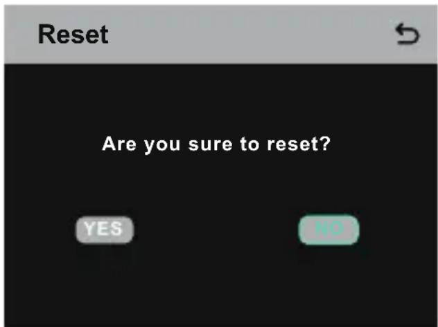 Reset Are you sure to reset? YES NO