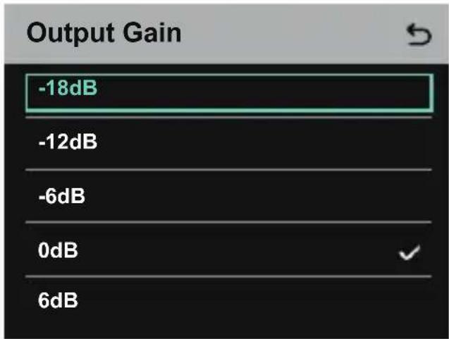 Output Gain -18dB -12dB -6dB 0dB 6dB