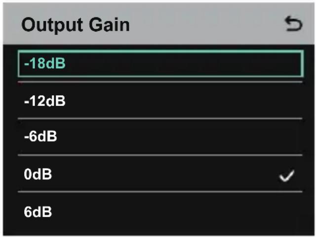 Output Gain -18dB -12dB -6dB 0dB 6dB