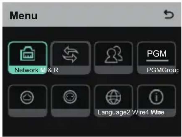 Menu Network M & R PGM PGMGroup Language2 Wire4 Mire