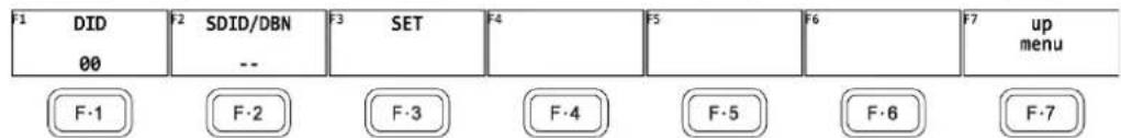 F1 DID 00 F2 SDID/DBN -- F3 SET F4 F5 F6 F7 up menu F·1 F·2 F·3 F·4 F·5 F·6 F·7