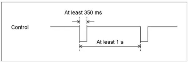 At least 350 ms Control At least 1 s
