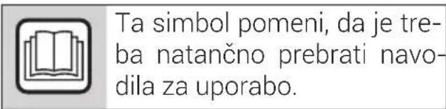 Ta simbol pomeni, da je treba natančno prebrati navodila za uporabo.